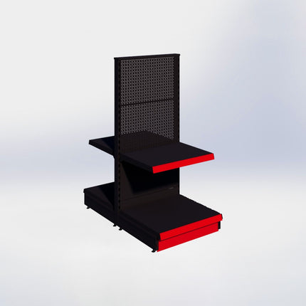 Middenstelling perforatie - H140 x B66,5 x D57 cm - 2 niveaus - Zwart