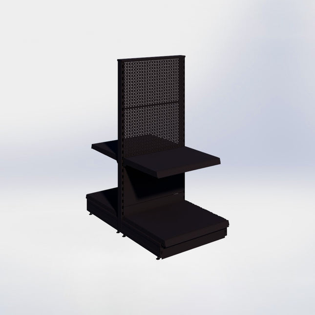 Middenstelling perforatie - H140 x B66,5 x D57 cm - 2 niveaus - Zwart