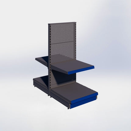 Middenstelling perforatie - H140 x B66,5 x D67 cm - 2 niveaus - Antraciet