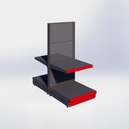 Middenstelling perforatie - H140 x B66,5 x D67 cm - 2 niveaus - Antraciet