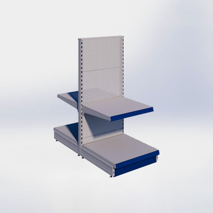 Middenstelling perforatie - H140 x B66,5 x D67 cm - 2 niveaus - Grijs