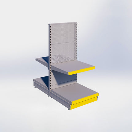 Middenstelling perforatie - H140 x B66,5 x D67 cm - 2 niveaus - Grijs