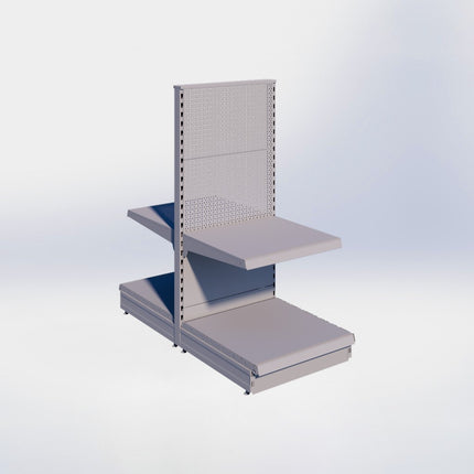 Middenstelling perforatie - H140 x B66,5 x D67 cm - 2 niveaus - Grijs