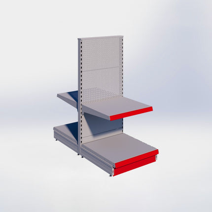 Middenstelling perforatie - H140 x B66,5 x D67 cm - 2 niveaus - Grijs
