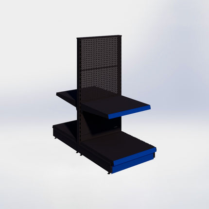 Middenstelling perforatie - H140 x B66,5 x D67 cm - 2 niveaus - Zwart