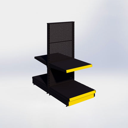 Middenstelling perforatie - H140 x B66,5 x D67 cm - 2 niveaus - Zwart