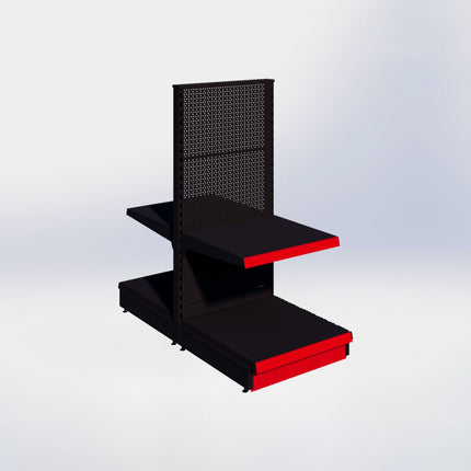 Middenstelling perforatie - H140 x B66,5 x D67 cm - 2 niveaus - Zwart