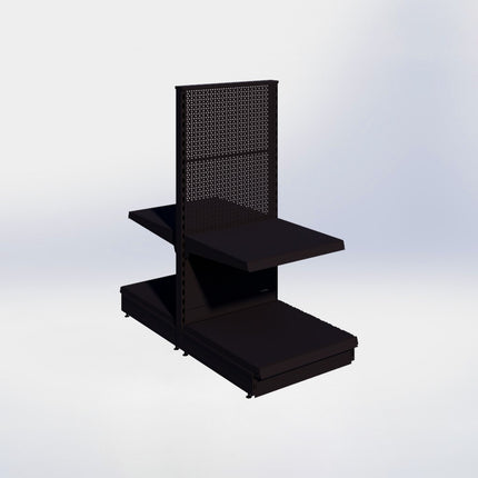 Middenstelling perforatie - H140 x B66,5 x D67 cm - 2 niveaus - Zwart