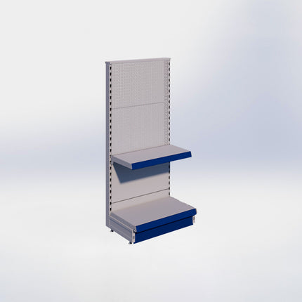 Kopstelling perforatie - H140 x B66,5 x D37 cm - 2 niveaus - Grijs