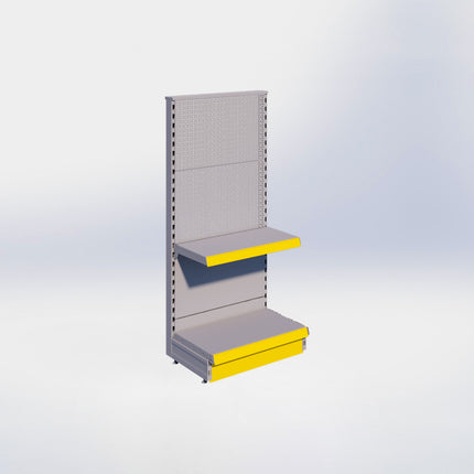 Kopstelling perforatie - H140 x B66,5 x D37 cm - 2 niveaus - Grijs