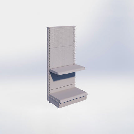 Kopstelling perforatie - H140 x B66,5 x D37 cm - 2 niveaus - Grijs