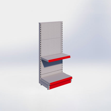 Kopstelling perforatie - H140 x B66,5 x D37 cm - 2 niveaus - Grijs