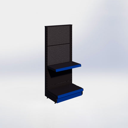 Kopstelling perforatie - H140 x B66,5 x D37 cm - 2 niveaus - Zwart