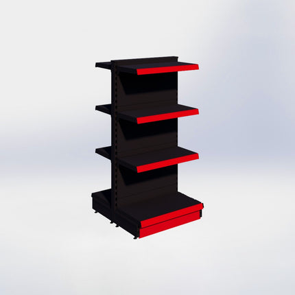 Middenstelling - H140 x B66,5 x D37 cm - 4 niveaus - Zwart