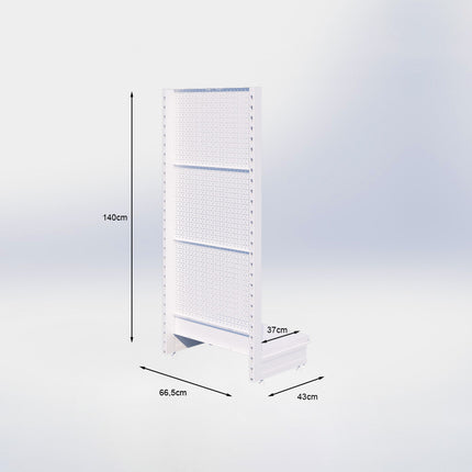 Kopstelling perforatie - H140 x B66,5 x D37 cm - 1 niveau - Grijs
