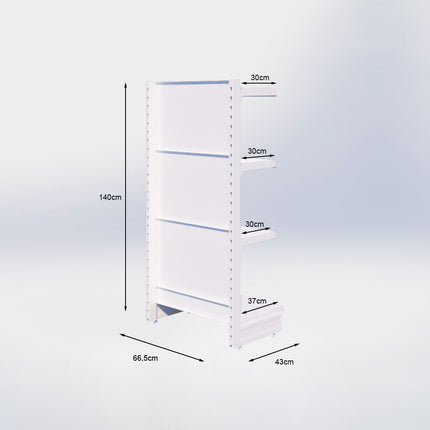 Kopstelling - H140 x B66,5 x D37 cm - 4 niveaus - Zwart
