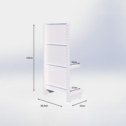 Kopstelling perforatie - H140 x B66,5 x D37 cm - 2 niveaus - Antraciet