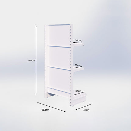 Kopstelling - H140 x B66,5 x D37 cm - 3 niveaus - Zwart