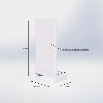 Kopstelling perforatie - H140 x B66,5 x D37 cm - 1 niveau - Grijs