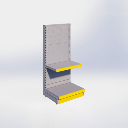 Kopstelling perforatie - H140 x B66,5 x D47 cm - 2 niveaus - Grijs