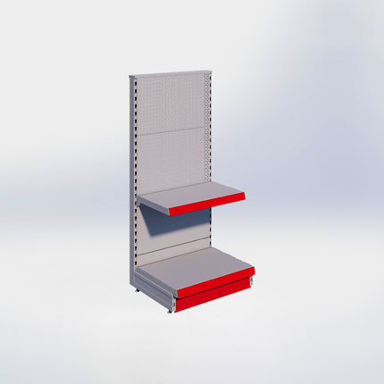 Kopstelling perforatie - H140 x B66,5 x D47 cm - 2 niveaus - Grijs