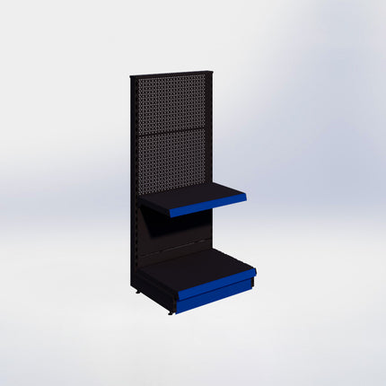 Kopstelling perforatie - H140 x B66,5 x D47 cm - 2 niveaus - Zwart