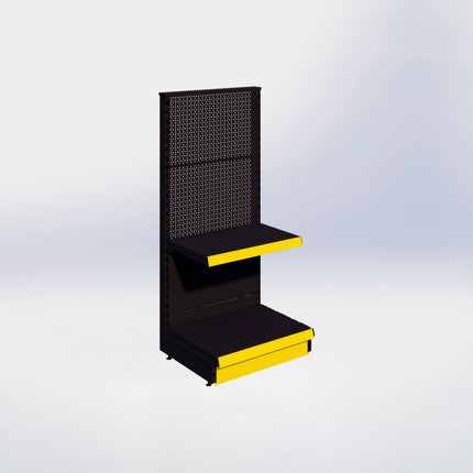 Kopstelling perforatie - H140 x B66,5 x D47 cm - 2 niveaus - Zwart