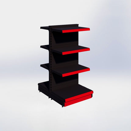 Middenstelling - H140 x B66,5 x D47 cm - 4 niveaus - Zwart