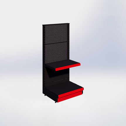 Kopstelling perforatie - H140 x B66,5 x D47 cm - 2 niveaus - Zwart