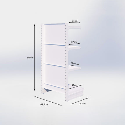 Kopstelling - H140 x B66,5 x D47 cm - 4 niveaus - Zwart