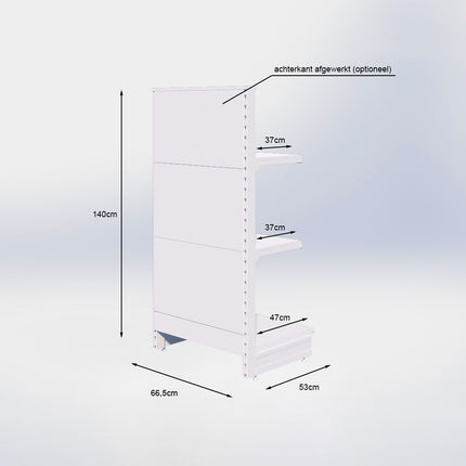 Kopstelling - H140 x B66,5 x D47 cm - 3 niveaus - Grijs