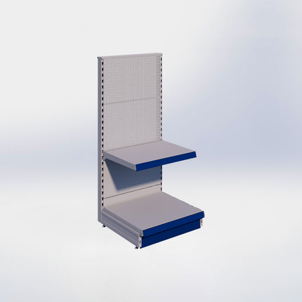 Kopstelling perforatie - H140 x B66,5 x D57 cm - 2 niveaus - Grijs