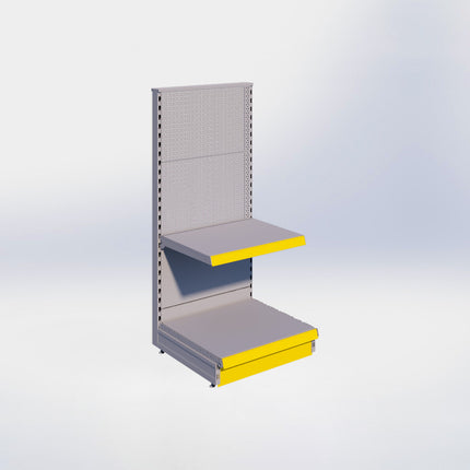 Kopstelling perforatie - H140 x B66,5 x D57 cm - 2 niveaus - Grijs