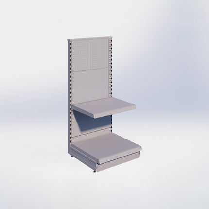 Kopstelling perforatie - H140 x B66,5 x D57 cm - 2 niveaus - Grijs