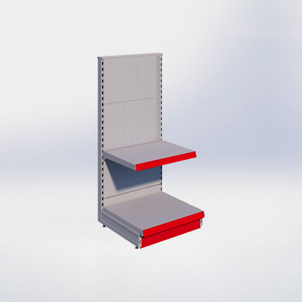 Kopstelling perforatie - H140 x B66,5 x D57 cm - 2 niveaus - Grijs