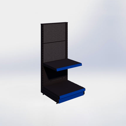 Kopstelling perforatie - H140 x B66,5 x D57 cm - 2 niveaus - Zwart