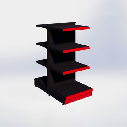 Middenstelling - H140 x B66,5 x D57 cm - 4 niveaus - Zwart