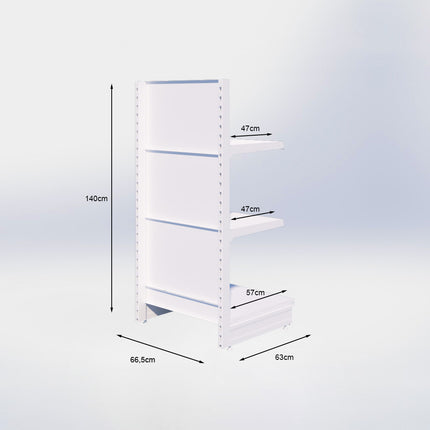 Kopstelling - H140 x B66,5 x D57 cm - 3 niveaus - Zwart