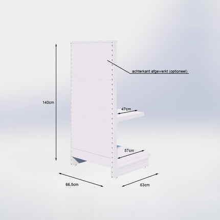 Kopstelling perforatie - H140 x B66,5 x D57 cm - 2 niveaus - Grijs