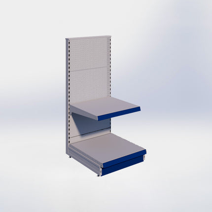 Kopstelling perforatie - H140 x B66,5 x D67 cm - 2 niveaus - Grijs