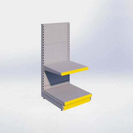 Kopstelling perforatie - H140 x B66,5 x D67 cm - 2 niveaus - Grijs