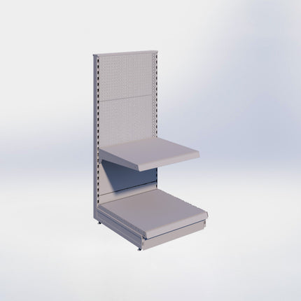Kopstelling perforatie - H140 x B66,5 x D67 cm - 2 niveaus - Grijs