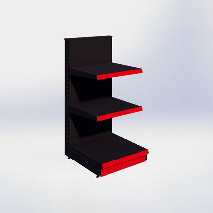 Kopstelling - H140 x B66,5 x D67 cm - 3 niveaus - Zwart