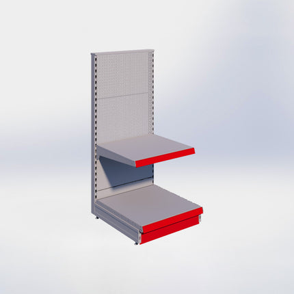 Kopstelling perforatie - H140 x B66,5 x D67 cm - 2 niveaus - Grijs
