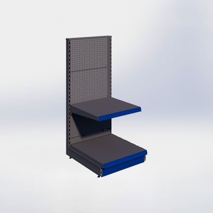 Kopstelling perforatie - H140 x B66,5 x D67 cm - 2 niveaus - Antraciet