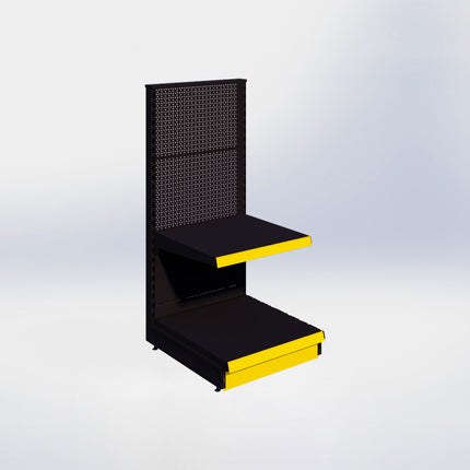 Kopstelling perforatie - H140 x B66,5 x D67 cm - 2 niveaus - Zwart