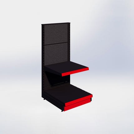 Kopstelling perforatie - H140 x B66,5 x D67 cm - 2 niveaus - Zwart