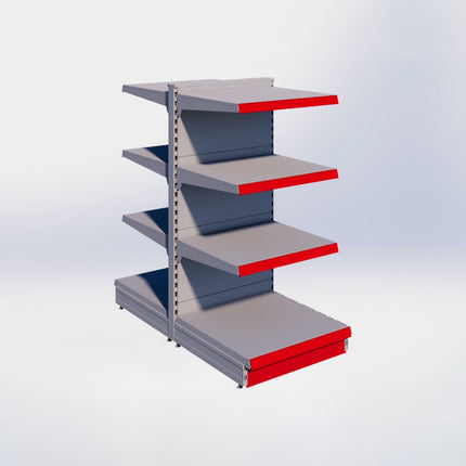 Middenstelling - H140 x B66,5 x D67 cm - 4 niveaus - Grijs