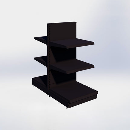 Middenstelling - H140 x B66,5 x D67 cm - 3 niveaus - Zwart