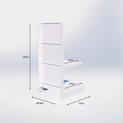 Kopstelling perforatie - H140 x B66,5 x D67 cm - 2 niveaus - Antraciet